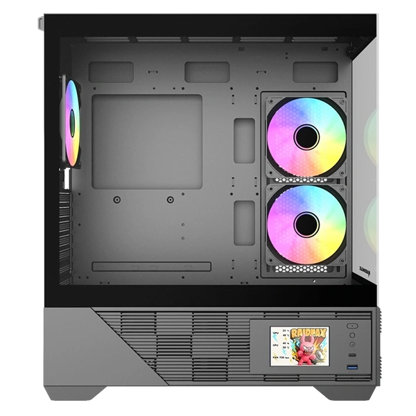 RAIDMAX i803BF LCD kijelzős BLACK ATX számítógépház
