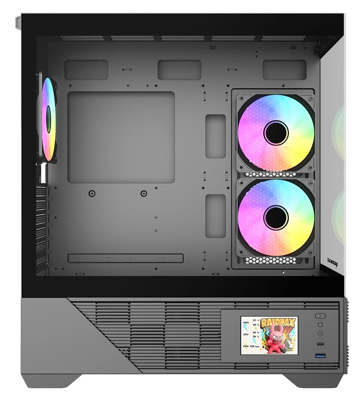 RAIDMAX i803BF LCD kijelzős BLACK ATX számítógépház