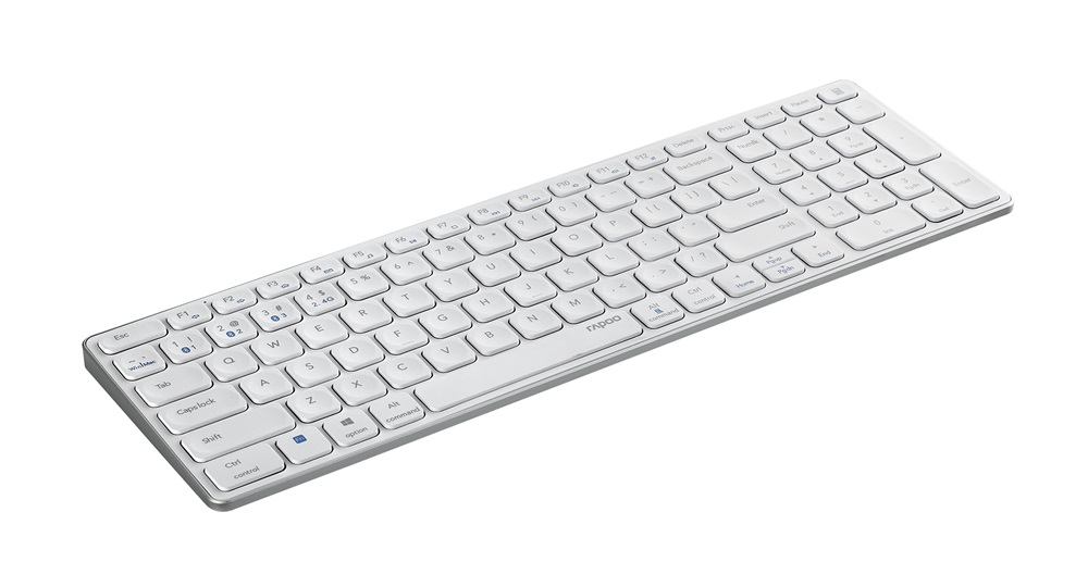 Rapoo 00217473 E9700M Bluetooth (3.0+4.0) + 2,4GHZ fehér vezeték nélküli billentyűzet