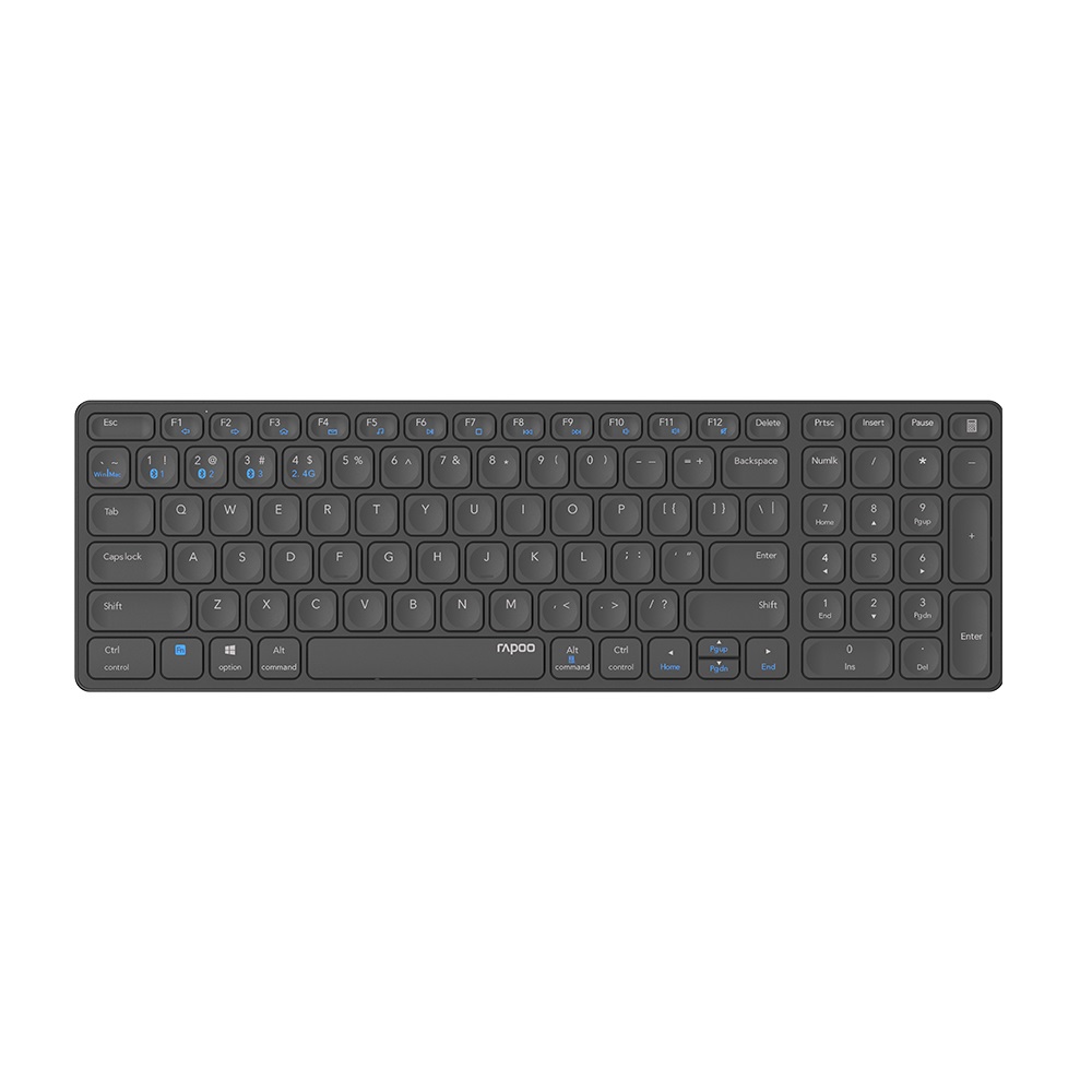 Rapoo 00217472 E9700M Bluetooth (3.0+4.0) + 2,4GHZ fekete vezeték nélküli billentyűzet