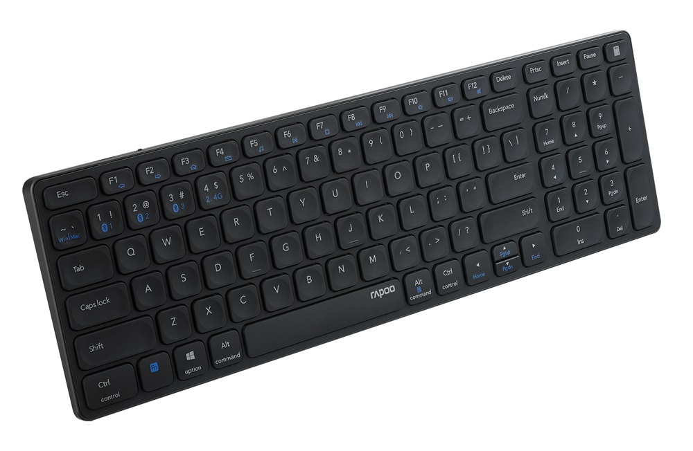 Rapoo 00217472 E9700M Bluetooth (3.0+4.0) + 2,4GHZ fekete vezeték nélküli billentyűzet