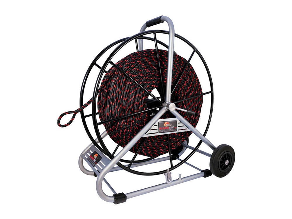 RUNPOTEC 101230 12mm/350m/2180kg/acél csévélődobbal poliészter behúzókötél