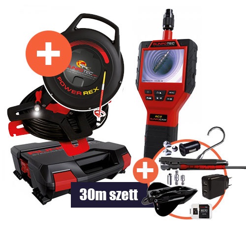 RUNPOTEC 111460 Runpocam RC2 30m vizsgáló kamera + GF3 üvegszálas vezetékbehúzó digitális hosszmérővel 30m