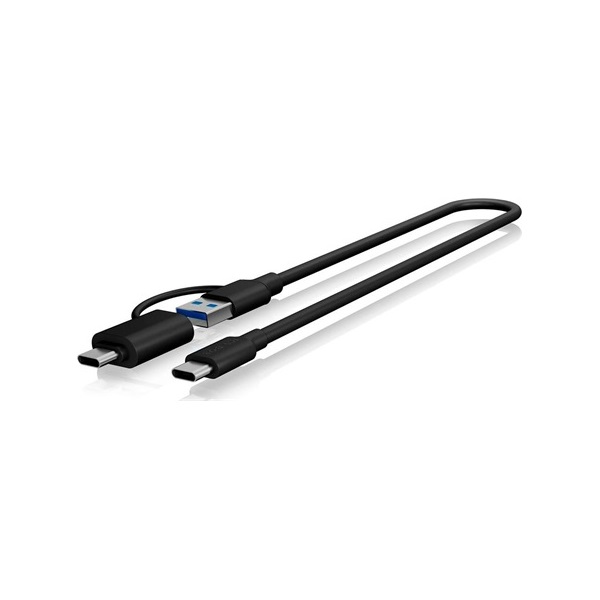 Raidsonic IB-200T-C3 2.5" SATA3 USB-C külső ház fekete (USB3.2 Gen1 Type-A/Type-C kombi kábellel)