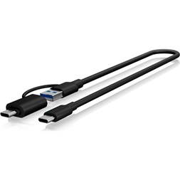 Raidsonic IB-200T-C3 2.5" SATA3 USB-C külső ház fekete (USB3.2 Gen1 Type-A/Type-C kombi kábellel)