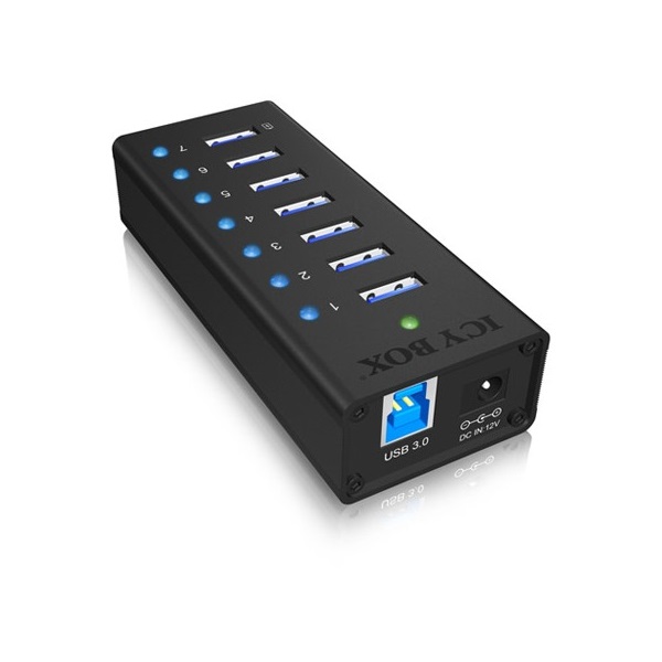 Raidsonic ICY BOX 7 portos USB3.0 HUB táppal