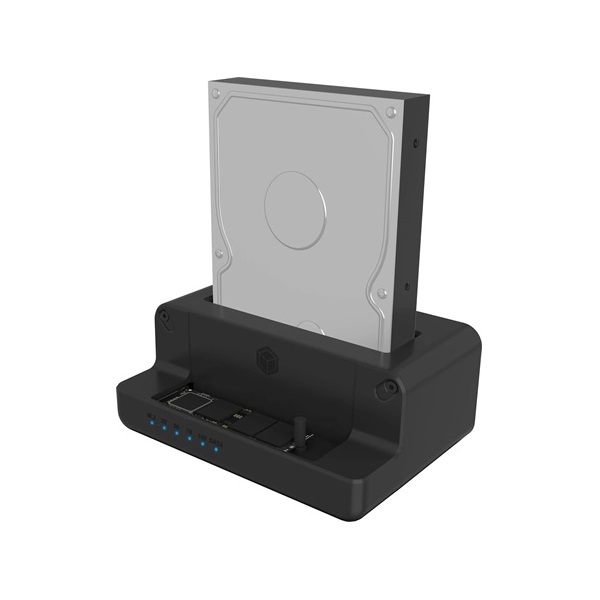 Raidsonic ICY BOX Docking & Clonstation M.2/2.5/3.5" NVMe/SATA3 USB3.2 Gen2×1 C dokkoló fekete USB3 A-C kábellel