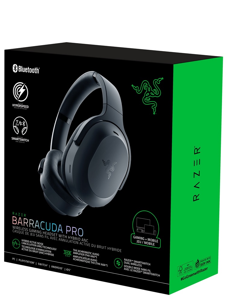 Razer Barracuda Pro vezeték nélküli fekete gamer fejhallgató