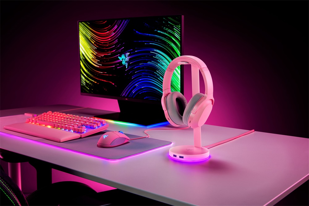 Razer Base Station V2 Chroma rózsaszín headset állvány és USB hub