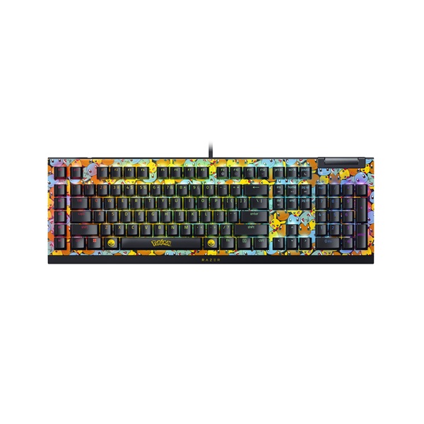 Razer BlackWidow V4 X - Pokémon Kanto Starters Ed. US sárga-fekete (green switch) billentyűzet