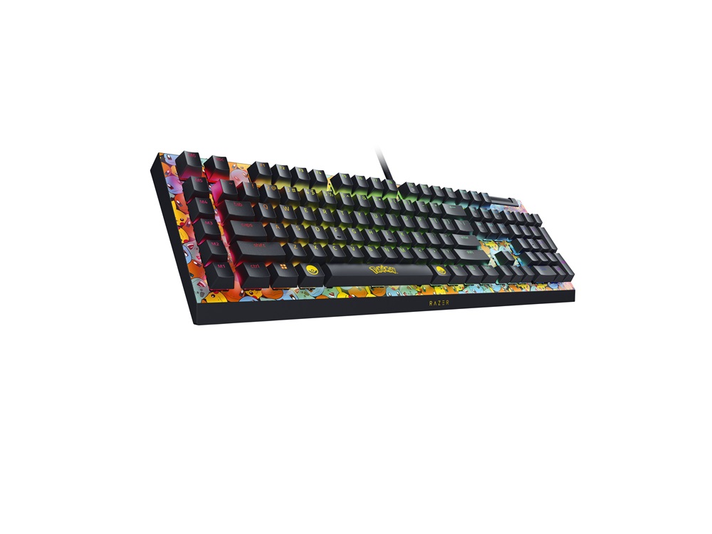 Razer BlackWidow V4 X - Pokémon Kanto Starters Ed. US sárga-fekete (green switch) billentyűzet