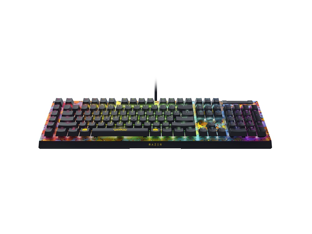 Razer BlackWidow V4 X - Pokémon Kanto Starters Ed. US sárga-fekete (green switch) billentyűzet