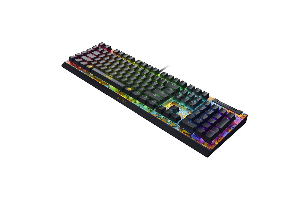 Razer BlackWidow V4 X - Pokémon Kanto Starters Ed. US sárga-fekete (green switch) billentyűzet