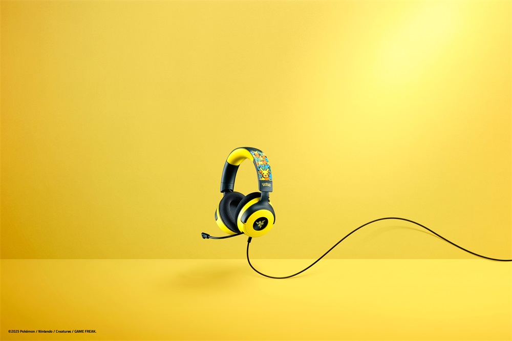 Razer Kraken V4 X - Pokémon Kanto Starters Ed. sárga-fekete headset