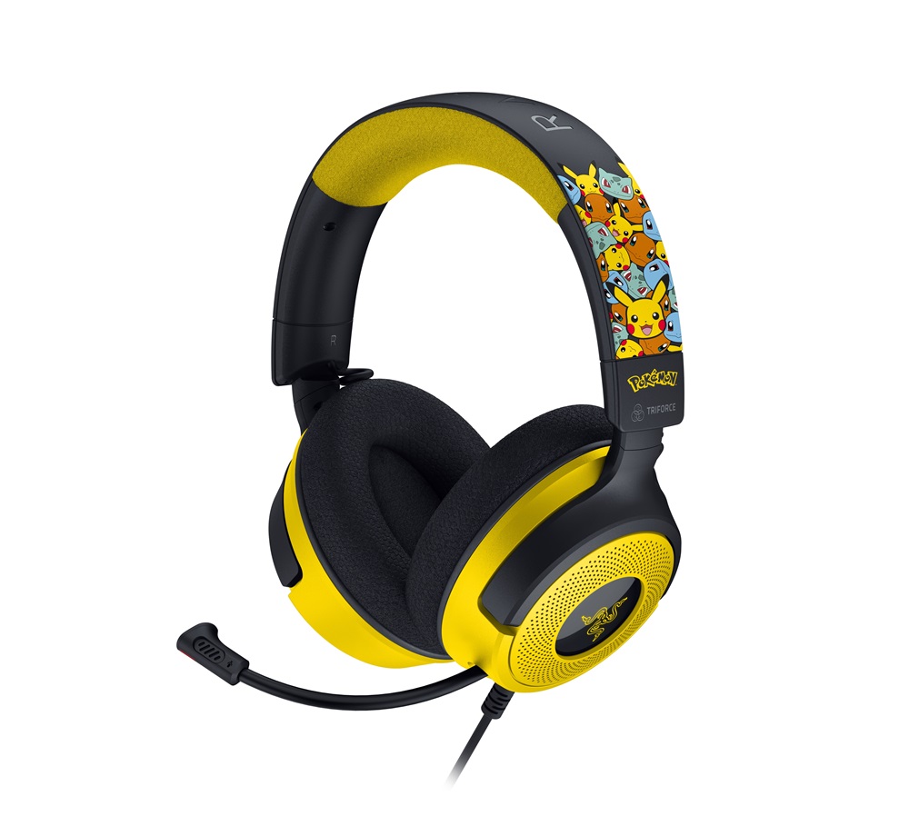Razer Kraken V4 X - Pokémon Kanto Starters Ed. sárga-fekete headset