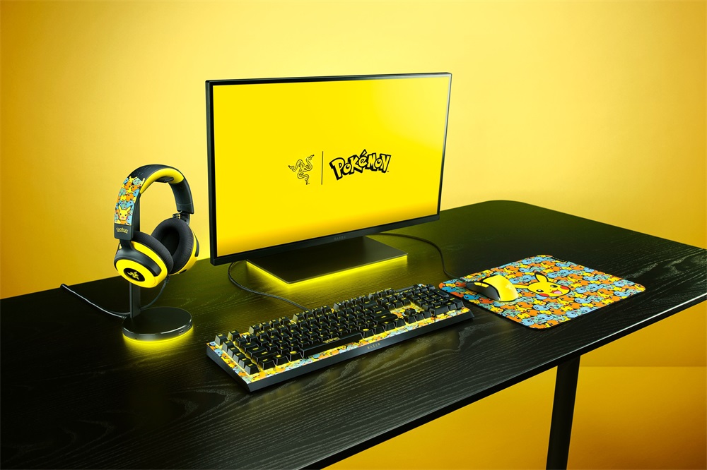 Razer Kraken V4 X - Pokémon Kanto Starters Ed. sárga-fekete headset