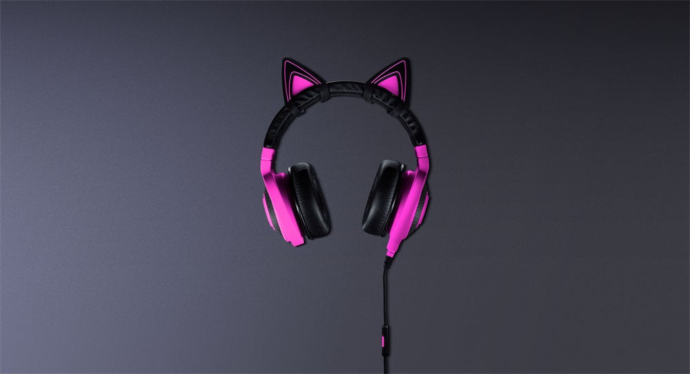Razer Krakenhez neon lila cicafülek