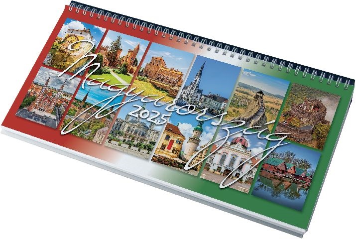 Realsystem 2025 Magyarország 7991-04 képes kék asztali naptár