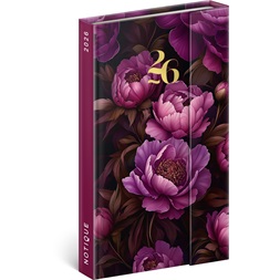 Realsystem 2026 5413 Purple Flowers 13x21cm mágneses zsebnaptár