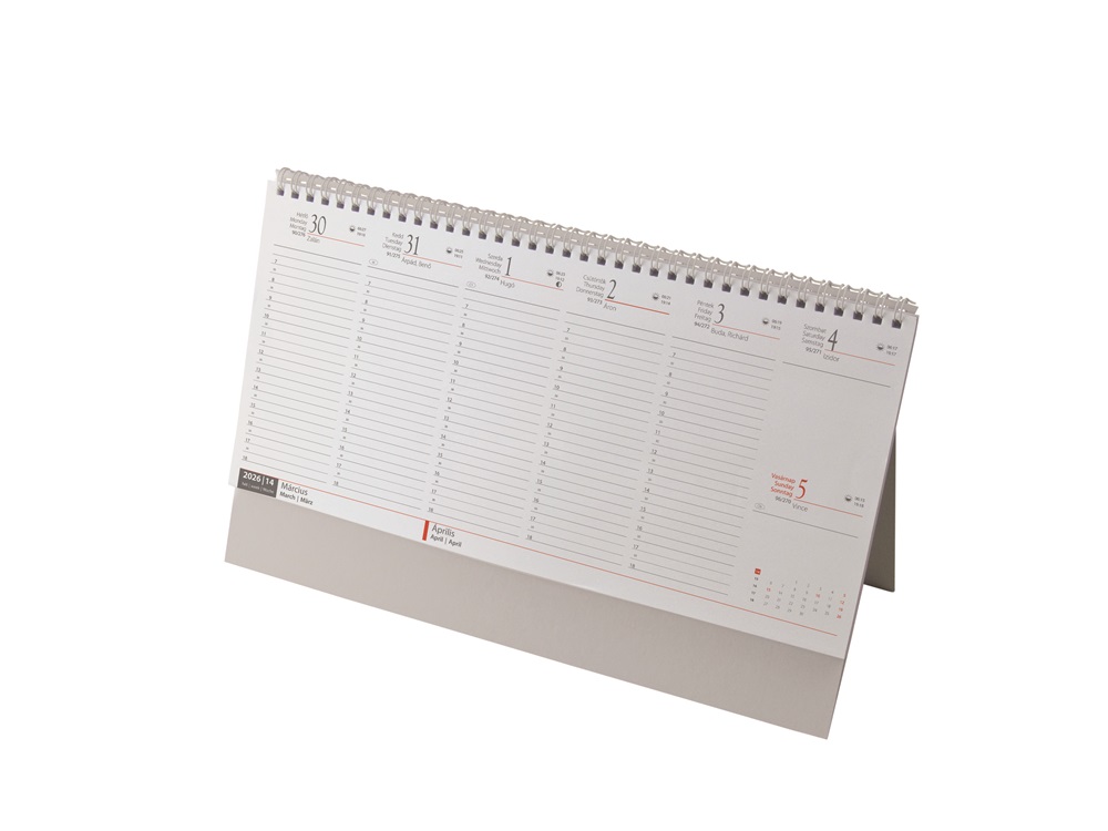 Realsystem 2026 7831-00 álló fehér papíros asztali naptár