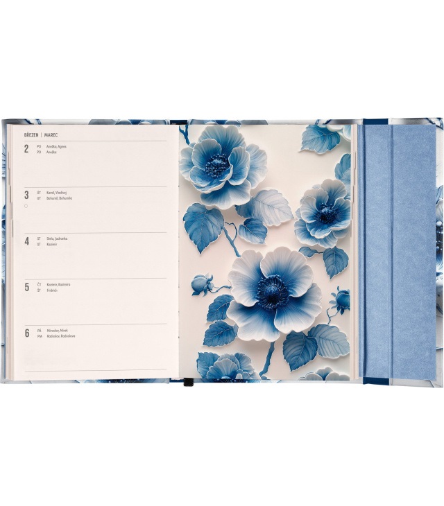 Realsystem 2026 Porcelain Flower 5412 B6 mágneses zsebnaptár