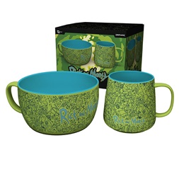 Rick & Morty "Pattern" reggeliző készlet (385ml bögre + 860ml müzlis tál)