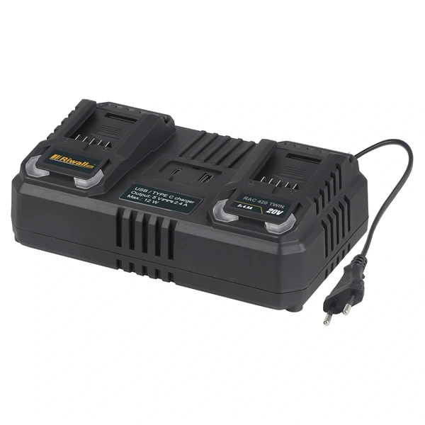 Riwall RAC 420 TWIN 20V 2x4,5A dupla akku gyorstöltő