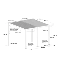 Riwall RMBP 13x10 Anthracite 4 x 3 m, antracit bioklimatikus alumínium pergola