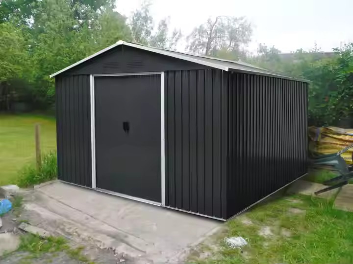 Riwall RMSA 12x10 Anthracite - fém kerti tároló 3 x 3,7 m nyeregtetővel (antracit)