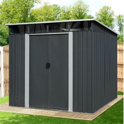 Riwall RMSP 9x8 antracit LUX - fém kerti tároló 2,4 x 2,8 m lapostetővel (antracit)