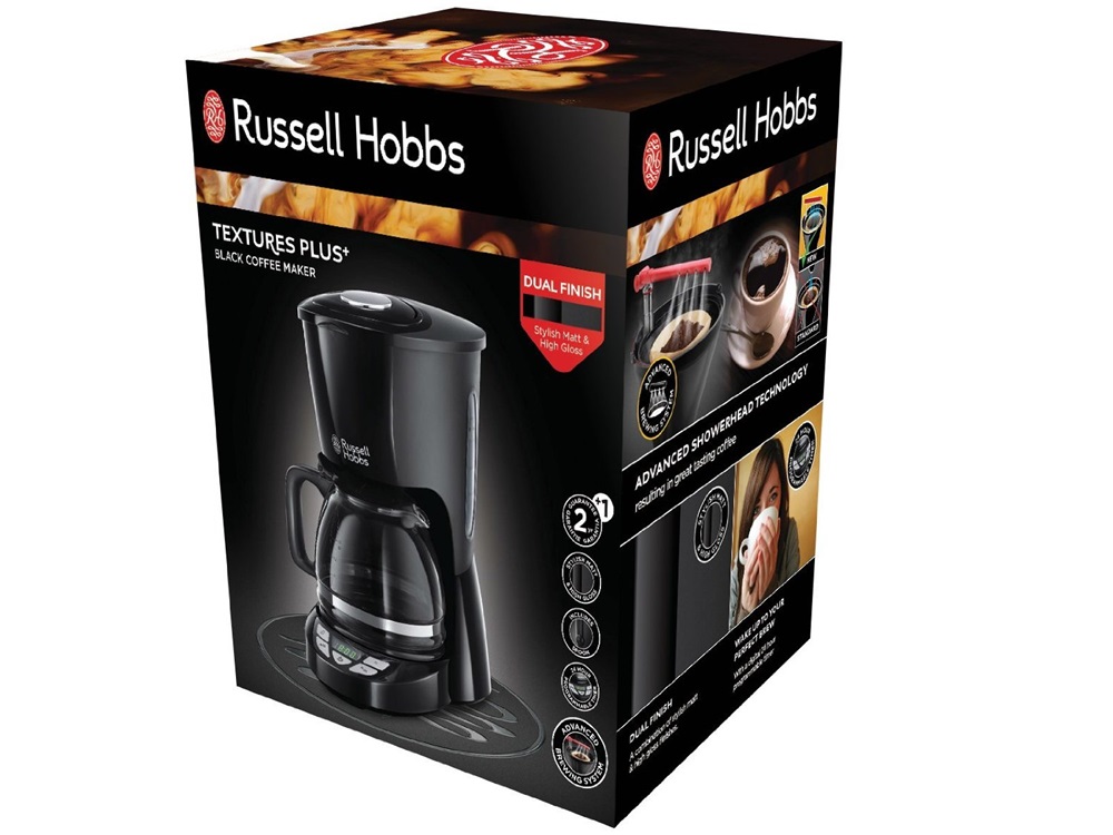 Russell Hobbs 22620-56 Textures Plus fekete 10 személyes filteres kávéfőző
