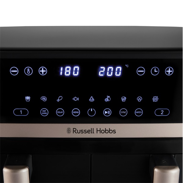 Russell Hobbs 27680-56/RH Satisfry fekete 9L dupla kosaras forrólevegős sütő