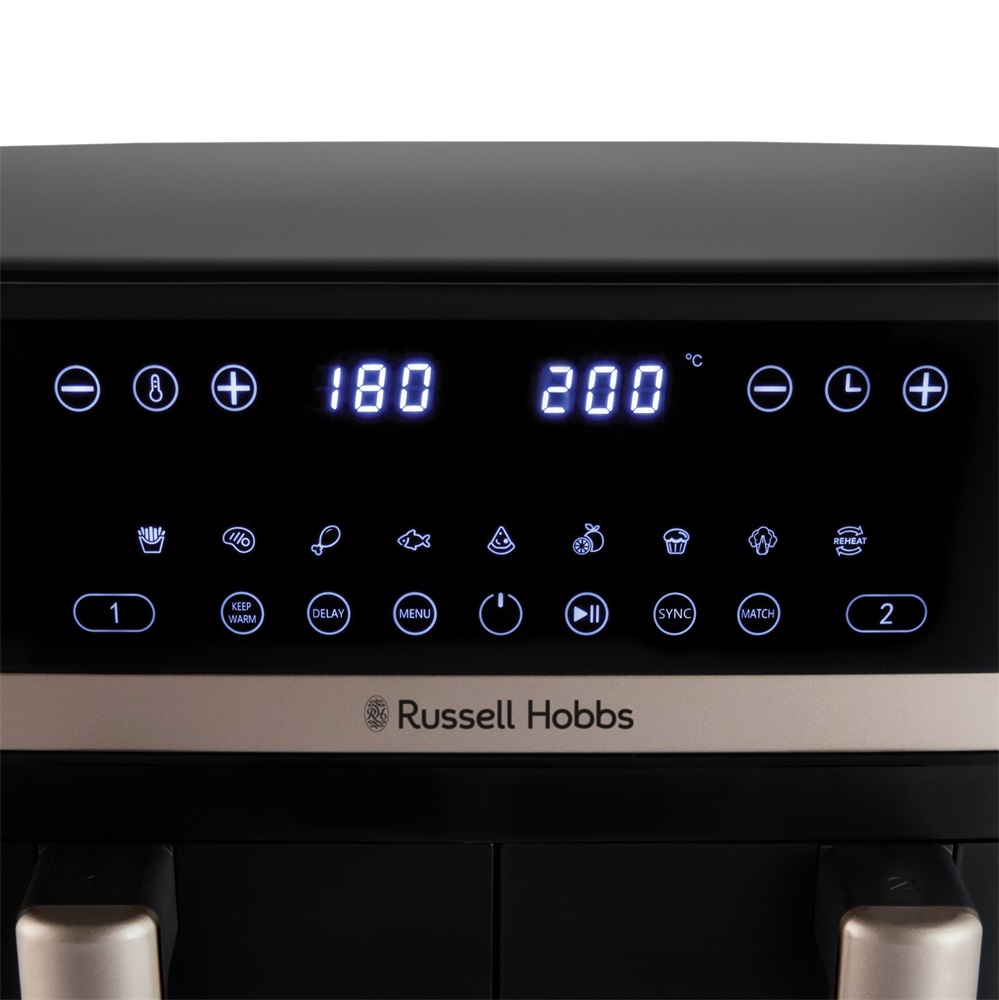 Russell Hobbs 27680-56/RH Satisfry fekete 9L dupla kosaras forrólevegős sütő