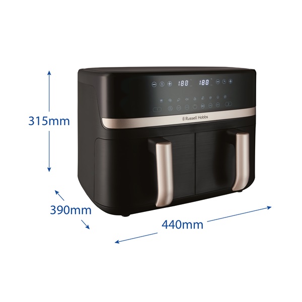 Russell Hobbs 27680-56/RH Satisfry fekete 9L dupla kosaras forrólevegős sütő