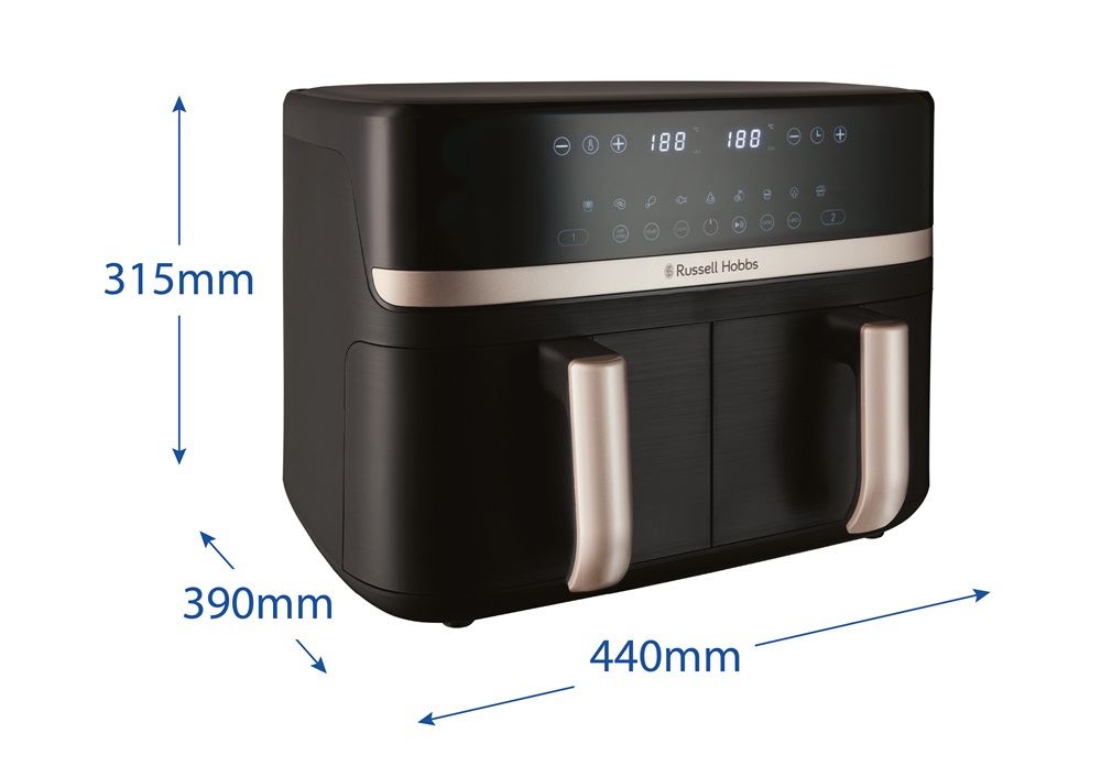 Russell Hobbs 27680-56/RH Satisfry fekete 9L dupla kosaras forrólevegős sütő