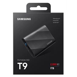 SAMSUNG Portable SSD T9 USB 3.2 Gen 2x2 1TB, Black