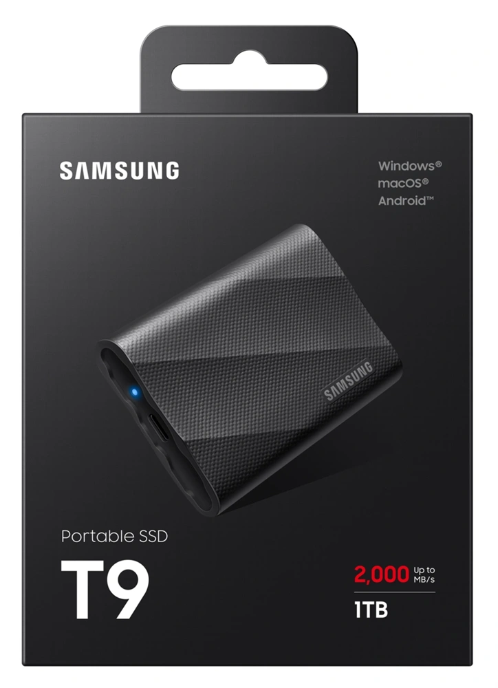 SAMSUNG Portable SSD T9 USB 3.2 Gen 2x2 1TB, Black