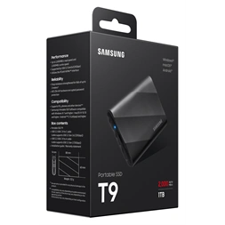 SAMSUNG Portable SSD T9 USB 3.2 Gen 2x2 1TB, Black