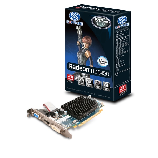 SAPPHIRE HD5450/VGA/DVI-I/HDMI/Lite/LP/ AMD 512MB GDDR3 64bit PCIe videokártya