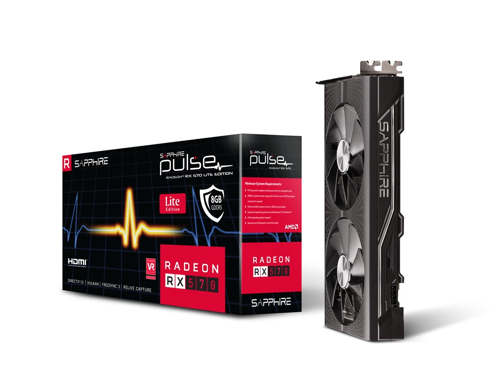 SAPPHIRE PULSE RX 570 8GB LITE AMD 8GB GDDR5 256bit PCIe videokártya