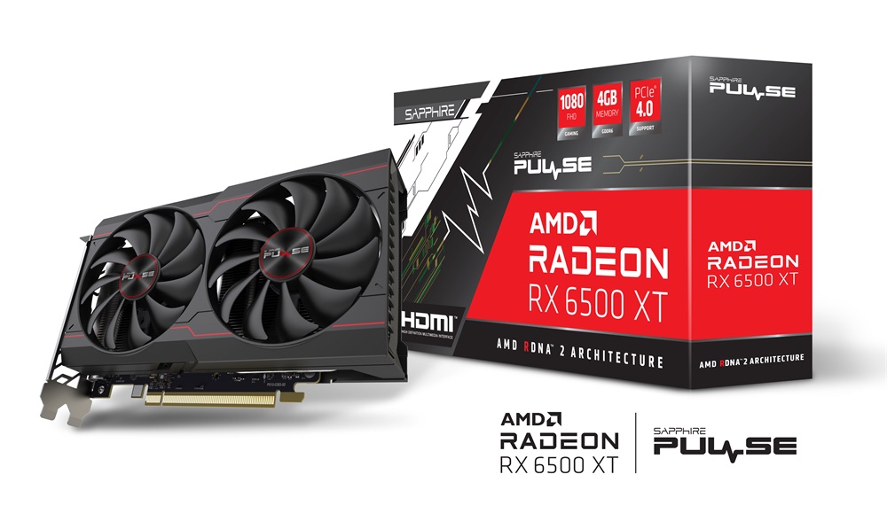 SAPPHIRE PULSE RX 6500 XT GAMING OC AMD 4GB GDDR6 64bit PCIe videokártya