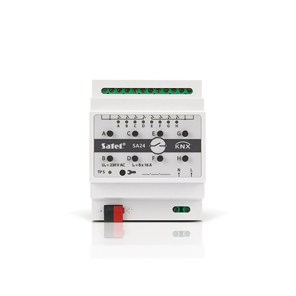 SATEL KNXSA24 8 csatornás/2 független/áramkör 4 relé/INTKNX2-be köthető/NO/NC mód/KNX modul