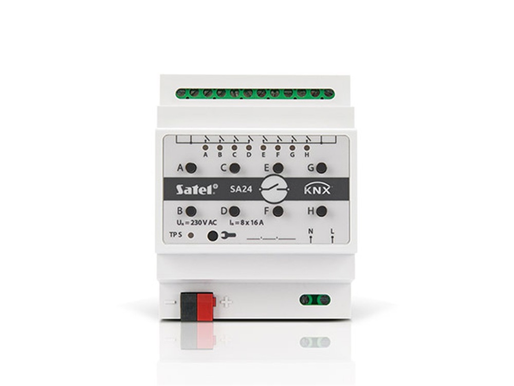 SATEL KNXSA24 8 csatornás/2 független/áramkör 4 relé/INTKNX2-be köthető/NO/NC mód/KNX modul