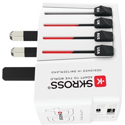 SKROSS 1.302332 World 45W USB-A/USB-C fehér világutazó adapter + Type-C kábel
