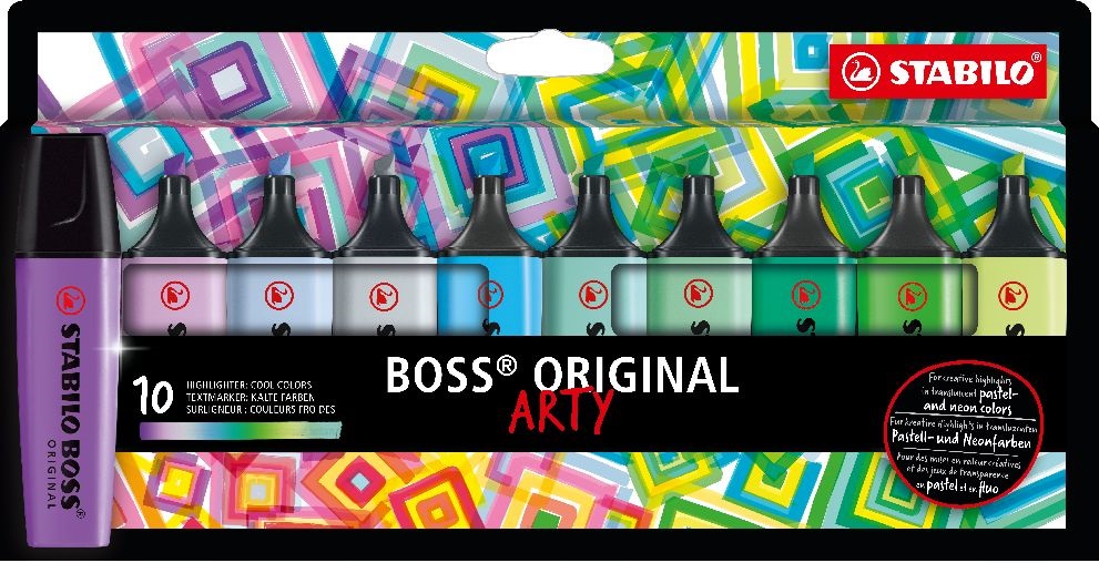 STABILO BOSS ORIGINAL ARTY hideg színek 10 db/csomag szövegkiemelő készlet