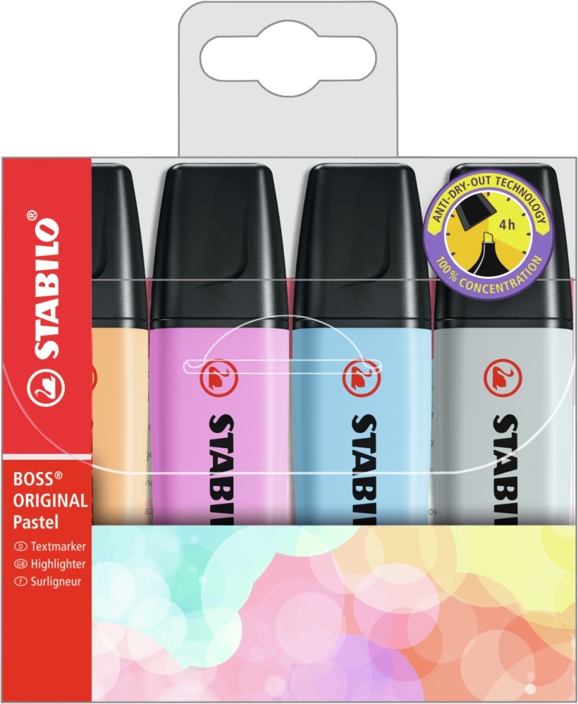 Stabilo BOSS ORIGINAL Pastel 4db-os szövegkiemelő készlet