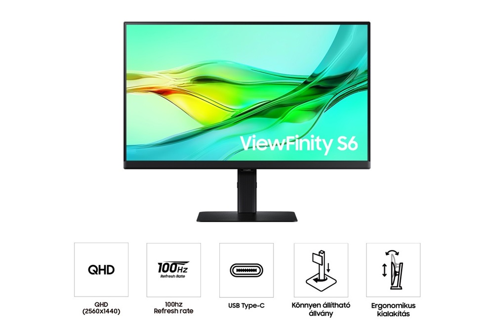 Samsung 24" LS24D600UAUXEN ViewFinity S6 S60UD QHD IPS DP/HDMI/USB/USB-C/RJ45 monitor