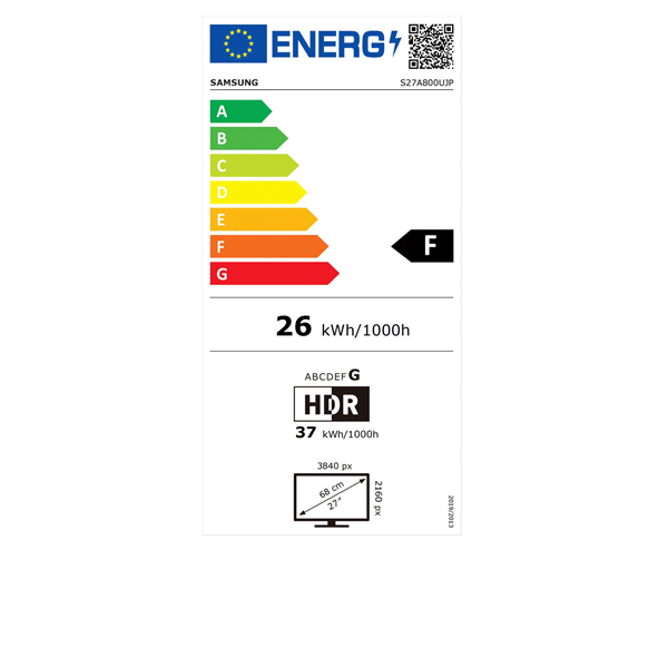 Samsung 27" LS27A800UJPXEN UHD HDMI/DP HDR10 monitor
