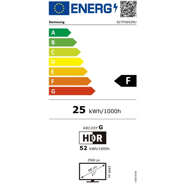Samsung 27" LS27FG602EUXEN Odyssey G6 QHD IPS 350Hz HDMI, DP Pivot gamer monitor
