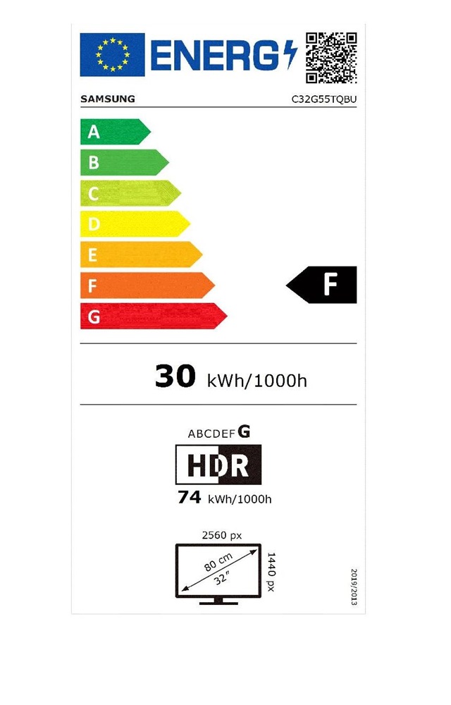 Samsung 32" LC32G55TQBUXEN VA WQHD 144Hz HDMI/DP ívelt gamer monitor